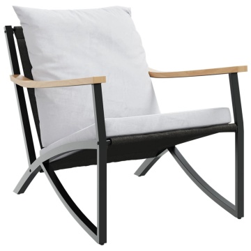 Set mobilier de balcon, 4 piese, cu perne, negru, oțel - Img 3