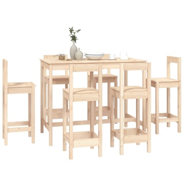 Set mobilier de bar, 7 piese, lemn masiv de pin - Img 6