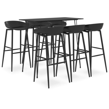Set mobilier de bar, 7 piese, negru - Img 1