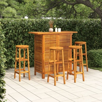 Set mobilier de bar de grădină, 5 piese, lemn masiv de acacia - Img 1