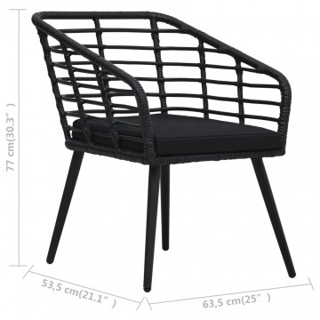 Set mobilier de bistro, 3 piese, negru, poliratan - Img 7