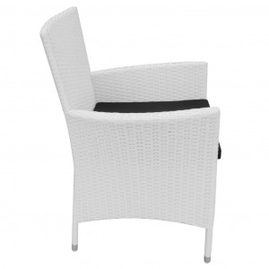 Set mobilier de exterior, 5 piese, alb crem, poliratan - Img 7