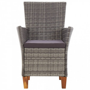 Set mobilier de exterior, 5 piese, gri, poliratan, lemn acacia - Img 6