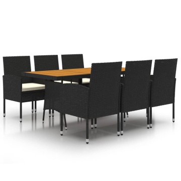 Set mobilier de exterior, 7 piese, negru, poliratan - Img 2