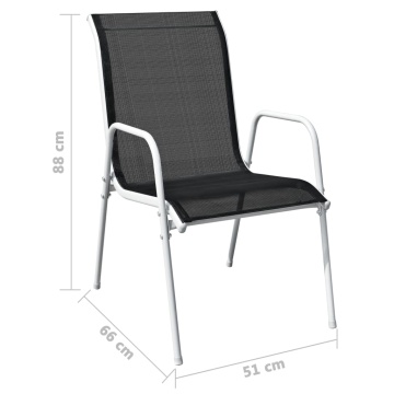 Set mobilier de exterior, 9 piese, negru, oțel - Img 5