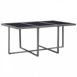 Set mobilier de exterior cu perne, 11 piese, gri, poliratan - Img 3