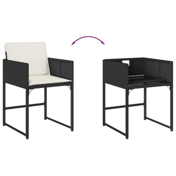 Set mobilier de exterior cu perne, 11 piese, negru, poliratan - Img 7