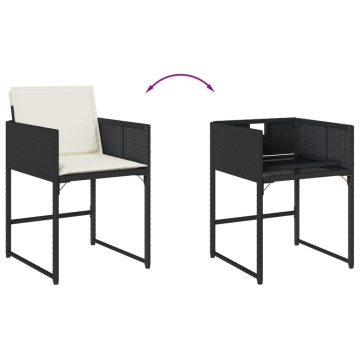 Set mobilier de exterior cu perne, 11 piese, negru, poliratan - Img 6
