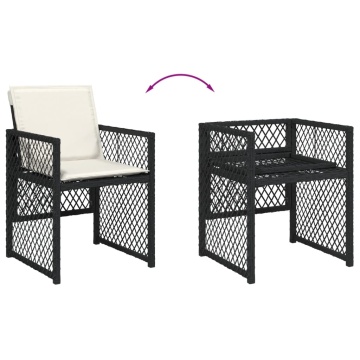 Set mobilier de exterior cu perne, 11 piese, negru, poliratan - Img 5