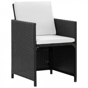 Set mobilier de exterior cu perne, 13 piese, negru, poliratan - Img 3
