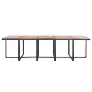 Set mobilier de exterior cu perne, 15 piese, negru, poliratan - Img 4