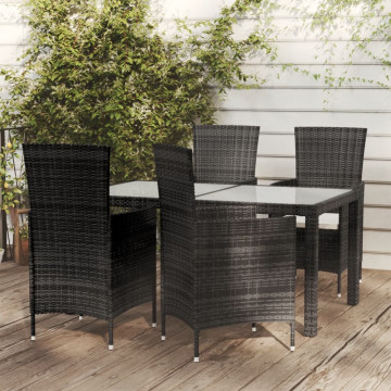 Set mobilier de exterior cu perne, 5 piese, negru, poliratan - Img 1