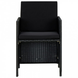 Set mobilier de exterior cu perne, 5 piese, negru, poliratan - Img 4