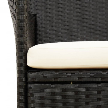 Set mobilier de exterior cu perne, 7 piese, negru, poliratan - Img 6