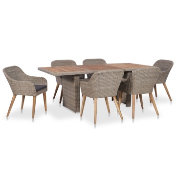 Set mobilier de exterior cu perne, 7 piese, poliratan - Img 1