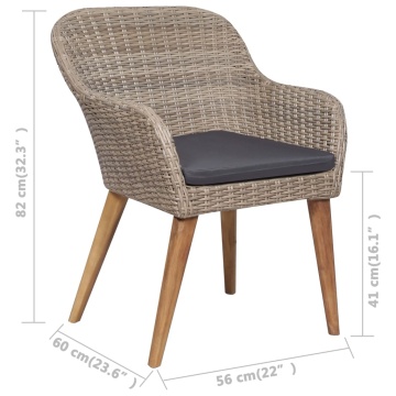 Set mobilier de exterior cu perne, 7 piese, poliratan - Img 6