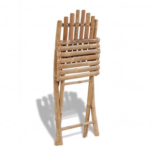 Set mobilier de exterior pliabil, 5 piese, bambus - Img 2