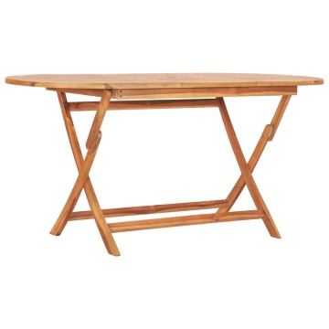 Set mobilier de exterior pliabil, 9 piese, lemn masiv de tec - Img 4