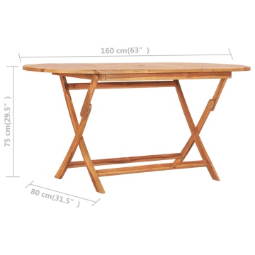 Set mobilier de exterior pliabil, 9 piese, lemn masiv de tec - Img 7
