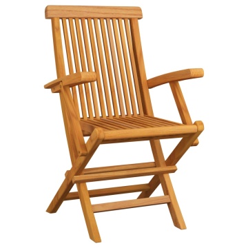 Set mobilier de exterior pliabil, 9 piese, lemn masiv de tec - Img 8