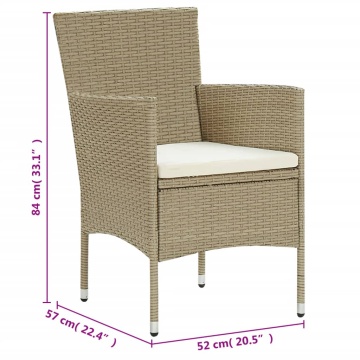 Set mobilier de grădină, 11 piese, bej, poliratan - Img 7