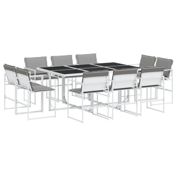 Set mobilier de grădină, 11 piese, cu perne, alb, textilenă - Img 2