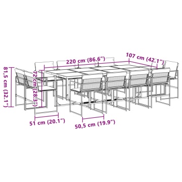 Set mobilier de grădină, 13 piese, cu perne, alb, textilenă - Img 7