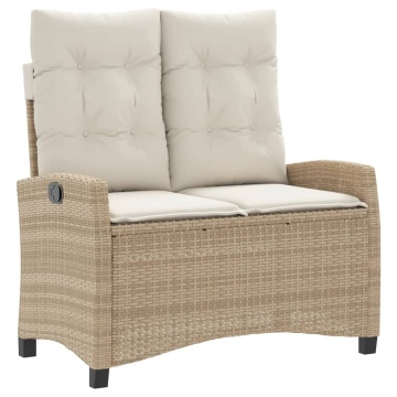 Set mobilier de grădină, 2 piese, cu perne, bej, poliratan - Img 3