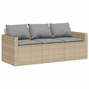 Set mobilier de grădină, 2 piese, cu perne, bej, poliratan - Img 4
