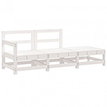 Set mobilier de grădină, 3 piese, alb, lemn masiv de pin - Img 2