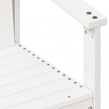 Set mobilier de grădină, 3 piese, alb, lemn masiv de pin - Img 7