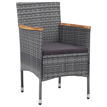 Set mobilier de grădină, 3 piese, gri, poliratan - Img 3