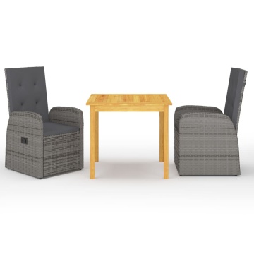 Set mobilier de grădină, 3 piese, gri - Img 1