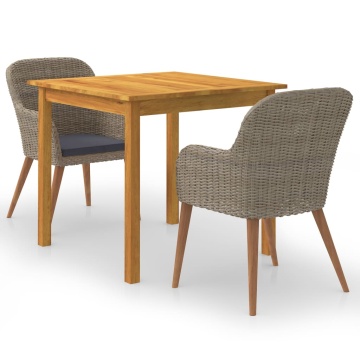 Set mobilier de grădină, 3 piese, maro - Img 1