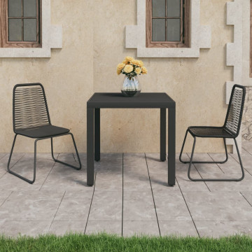 Set mobilier de grădină, 3 piese, negru, ratan PVC - Img 1