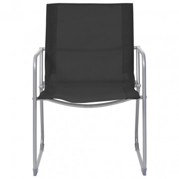Set mobilier de grădină, 4 piese, negru, oțel și textil - Img 6