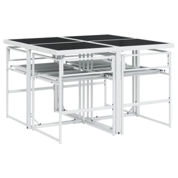 Set mobilier de grădină, 5 piese, cu perne, alb, textilenă - Img 8