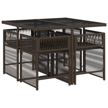 Set mobilier de grădină, 5 piese, cu perne, maro, poliratan - Img 3