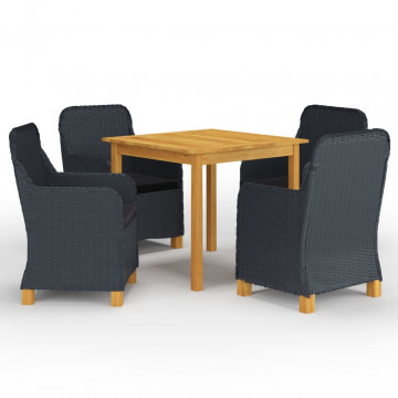 Set mobilier de grădină, 5 piese, gri închis - Img 1