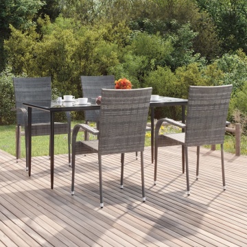 Set mobilier de grădină, 5 piese, gri, poliratan - Img 1
