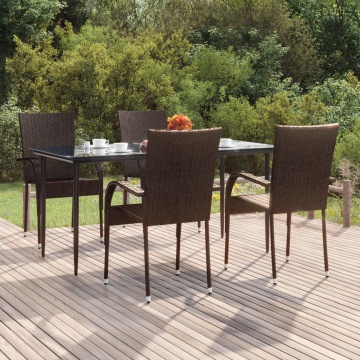 Set mobilier de grădină, 5 piese, maro, poliratan - Img 1