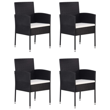 Set mobilier de grădină, 5 piese, negru, poliratan - Img 3