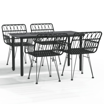 Set mobilier de grădină, 5 piese, negru, poliratan - Img 2