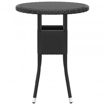 Set mobilier de grădină, 5 piese, negru, poliratan - Img 5