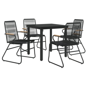 Set mobilier de grădină, 5 piese, negru, ratan PVC - Img 3