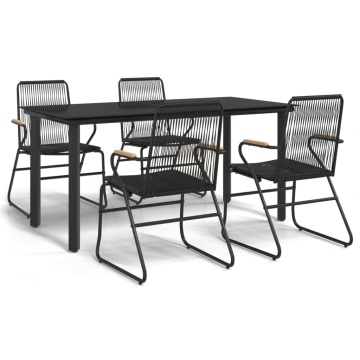 Set mobilier de grădină, 5 piese, negru, ratan PVC - Img 2