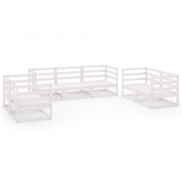 Set mobilier de grădină, 7 piese, alb, lemn masiv de pin - Img 2