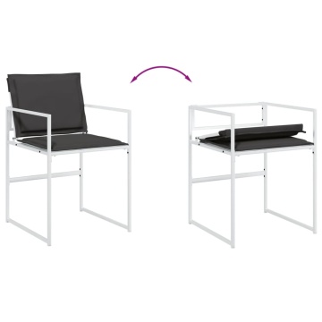 Set mobilier de grădină, 7 piese, cu perne, alb, textilenă - Img 5