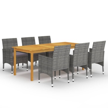Set mobilier de grădină, 7 piese, gri - Img 1