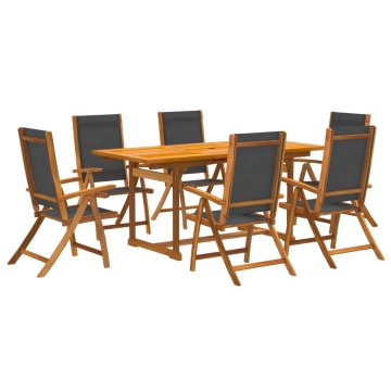 Set mobilier de grădină, 7 piese, lemn masiv acacia/textilenă - Img 2